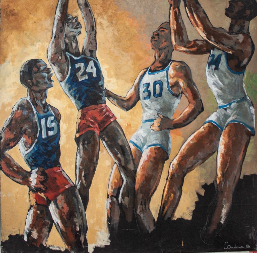 Alex Lamberth, Basket ball. Oil on canvas,106cmx106cm,1986